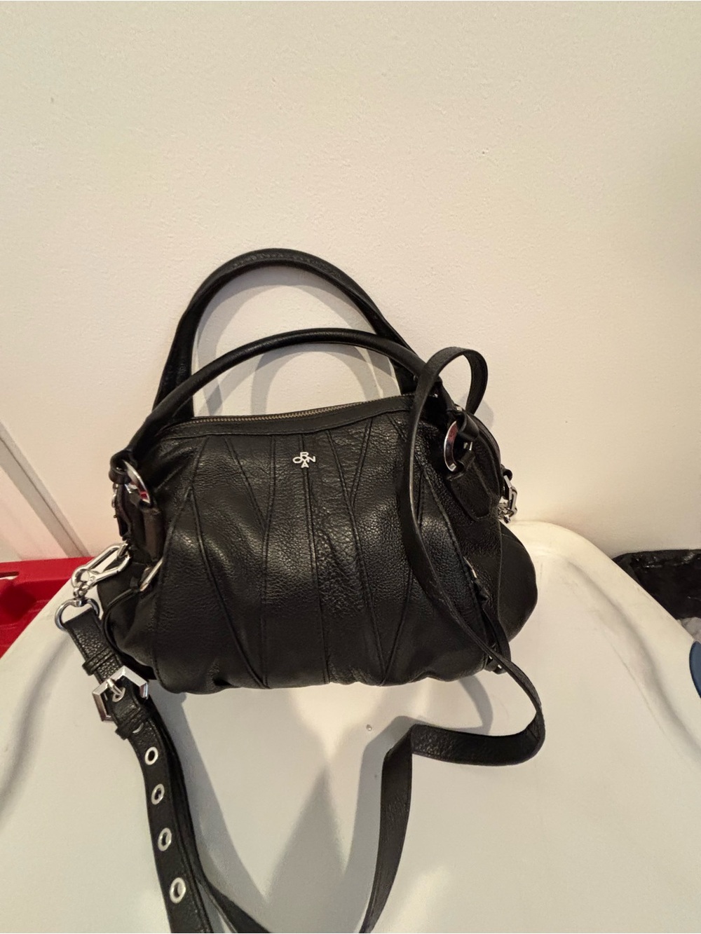 Oryany “Trina” Italian Black Leather Satchel Handbag - Picture 2 of 8
